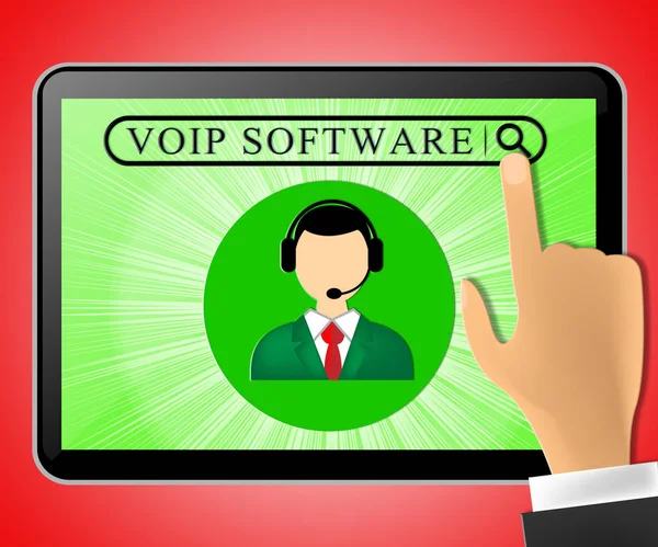 Voip ソフトウェア タブレットがインターネットを表す 3 d イラストレーションの声 — ストック写真