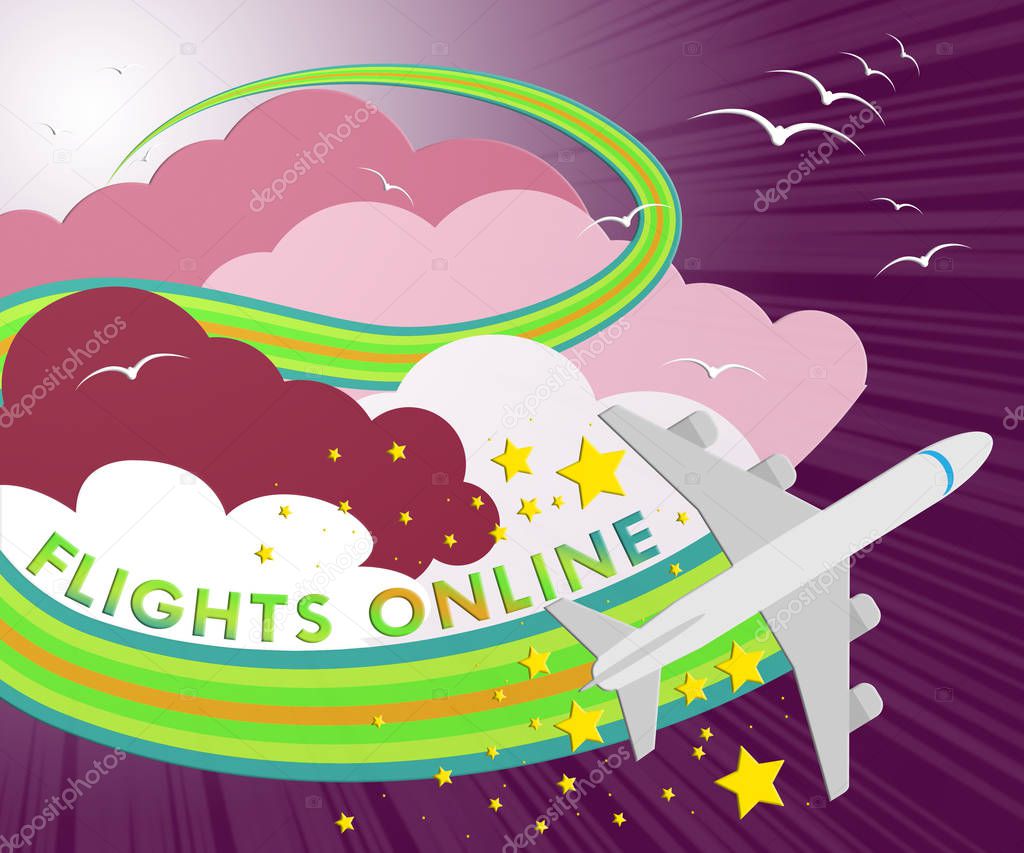 Flights Online Means Web Flight 3d Illustration