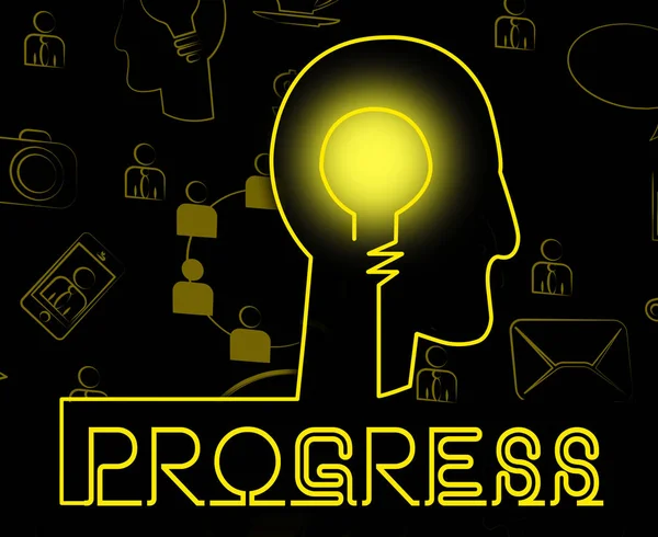 Progresso Cérebro mostra progresso e avanço — Fotografia de Stock
