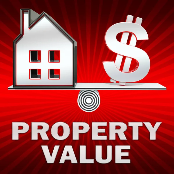 Valor de la propiedad Muestra Precios de la casa Ilustración 3d — Foto de Stock