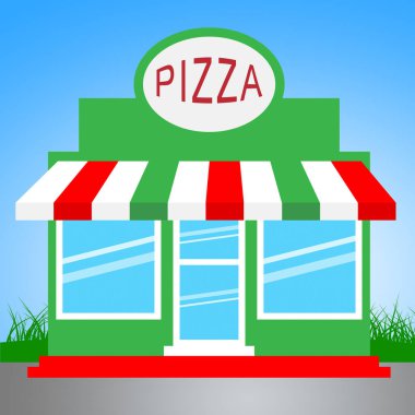 Pizza dükkanı anlamı Pizzeria Restoran 3d çizim