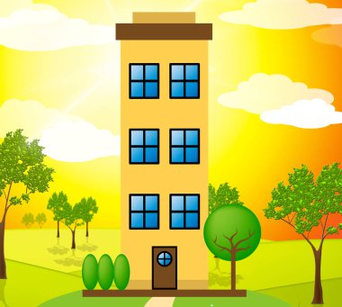 Apartman anlamına gelir kınamak özellik 3d çizim