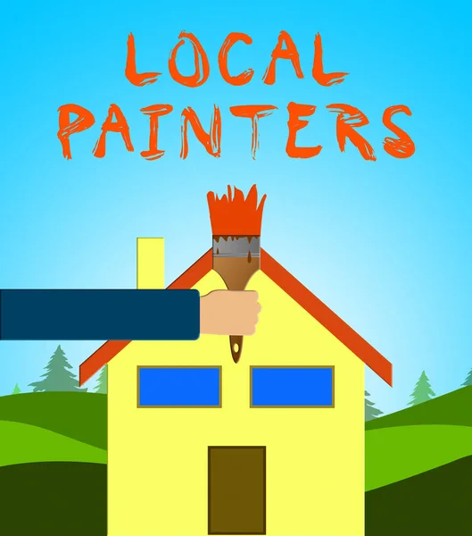 Lokale schilders betekenis huis schilderij 3d illustratie — Stockfoto