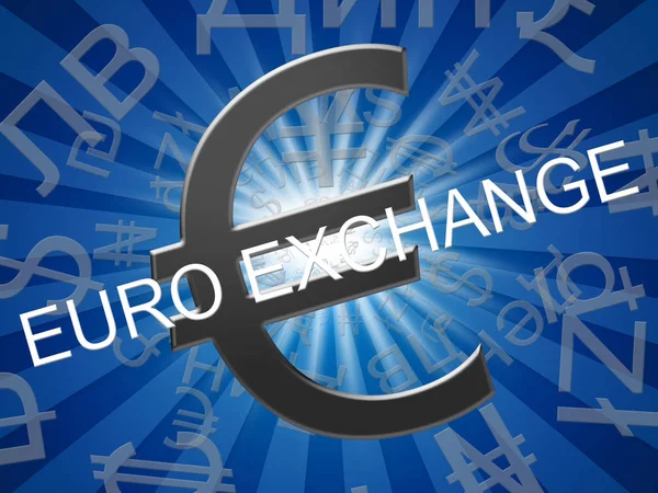 Euro-Umtausch bedeutet europäische Devisen 3d Illustration — Stockfoto