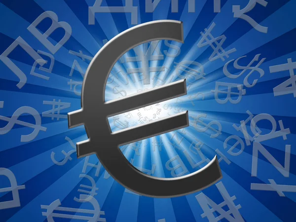 Euro-Symbol zeigt europäische Forex-Tablette 3D-Illustration — Stockfoto