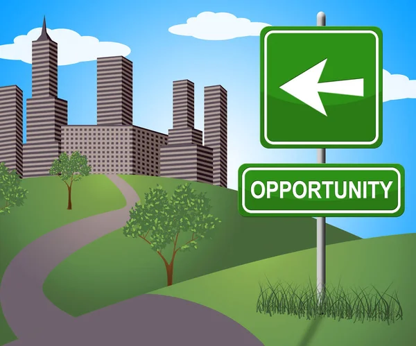 Möjlighet skylten visar affärsmöjligheter 3d Illustration — Stockfoto