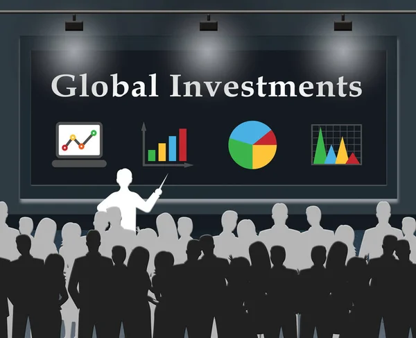 Global Investments Means Worldwide Investing 3d Illustration — Stock Photo, Image