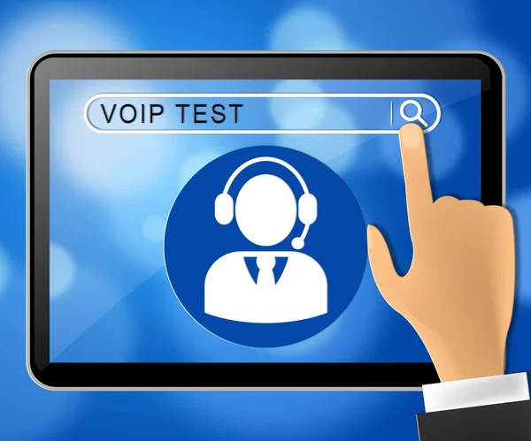 Voip test tablette repräsentiert internet voice 3d illustration — Stockfoto