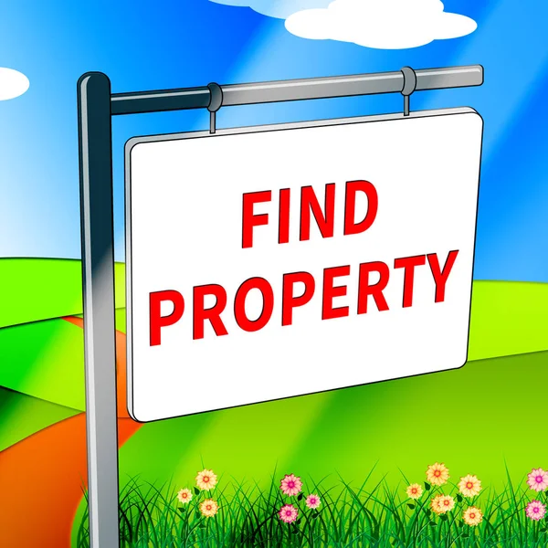 Find Property Shows Home zoeken 3d illustratie — Stockfoto