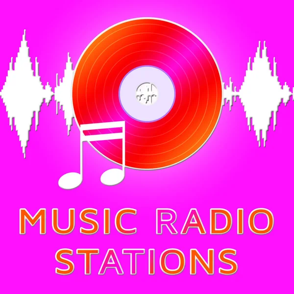 Müzik radyo istasyonları 3d çizim yayın şarkı gösterir — Stok fotoğraf
