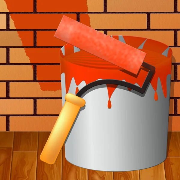 3 d イラストレーションを描く家を示す赤の塗料 — ストック写真