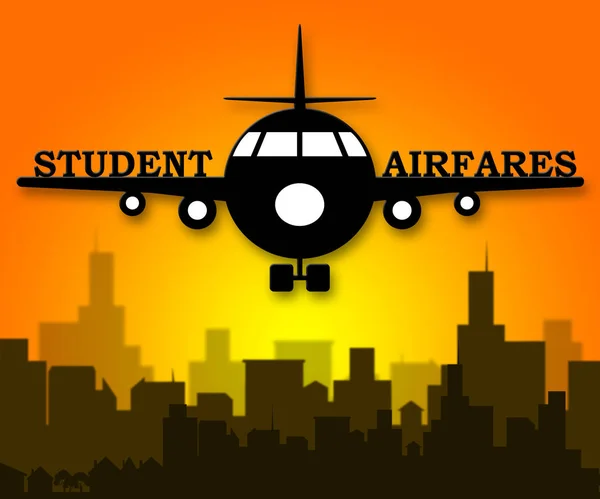 Student flygbiljetter anger Jet transport 3d Illustration — Stockfoto