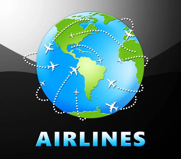 Airlines Globe Shows Low Cost Flights 3d Illustration — Stock Photo, Image