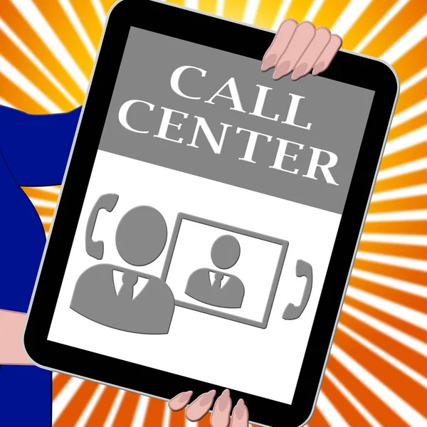 Call Center Tablet Shows Servicio de atención al cliente 3d ILlustración —  Fotos de Stock