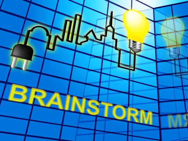 Brainstorm glödlampa betyder drömmen upp 3d Illustration — Stockfoto