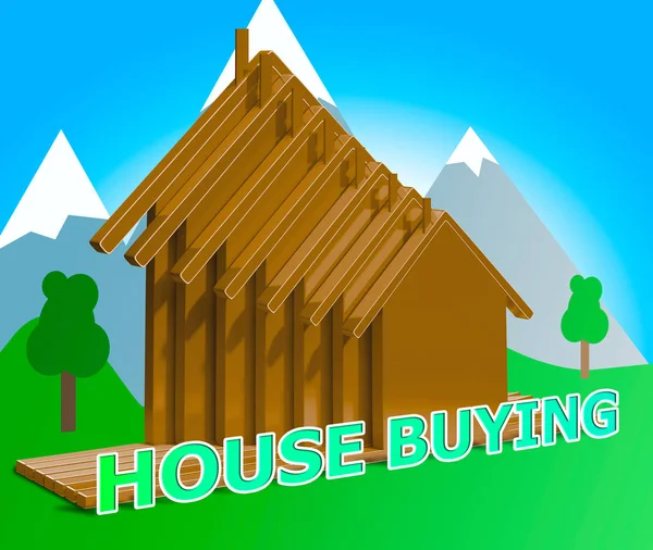 La compra de una casa significa Inmobiliaria Ilustración 3D —  Fotos de Stock