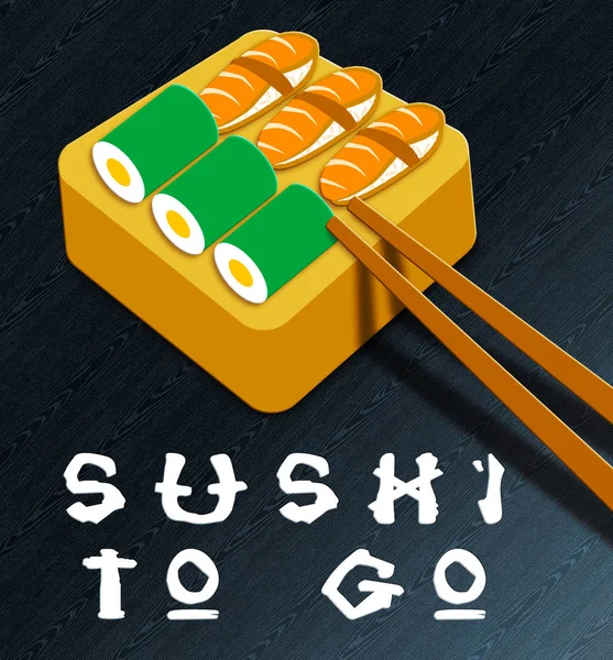Sushi To Go Mostrando Japón Cocina Ilustración 3d —  Fotos de Stock