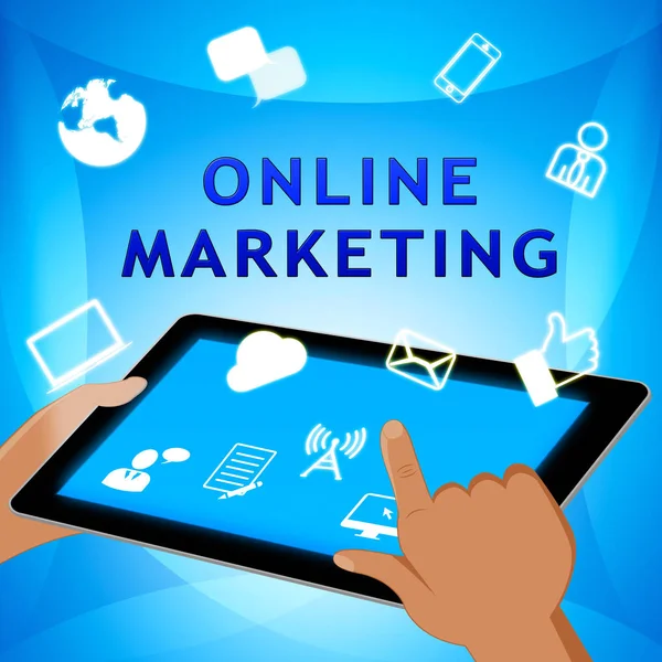 Online Marketing Mostra Promozioni di mercato 3d Illustrazione — Foto Stock