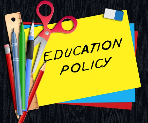 Oktatáspolitika azt mutatja, iskolai eljárás 3D-s illusztráció — Stock Fotó