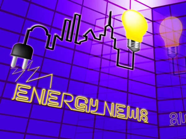 Energy News Showing Electric Power 3d Illustration — Stock Photo, Image