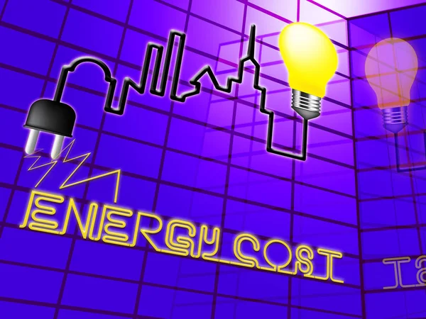 Koszt energii pokazuje elektryczny moc 3d ilustracja — Zdjęcie stockowe