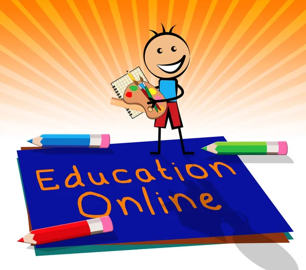 Освіта онлайн дисплеї Інтернет навчання 3d ілюстрації — стокове фото