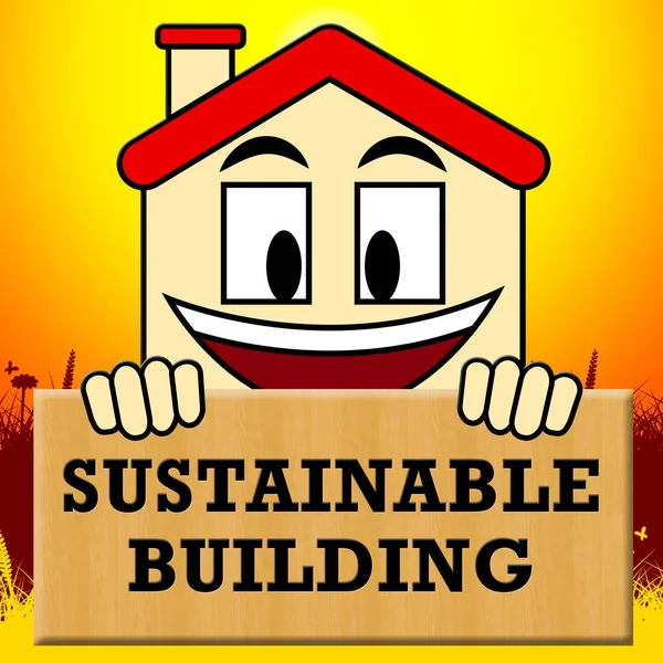 Sustainable Building Shows Green Construction 3d Illustration — Stock Photo, Image