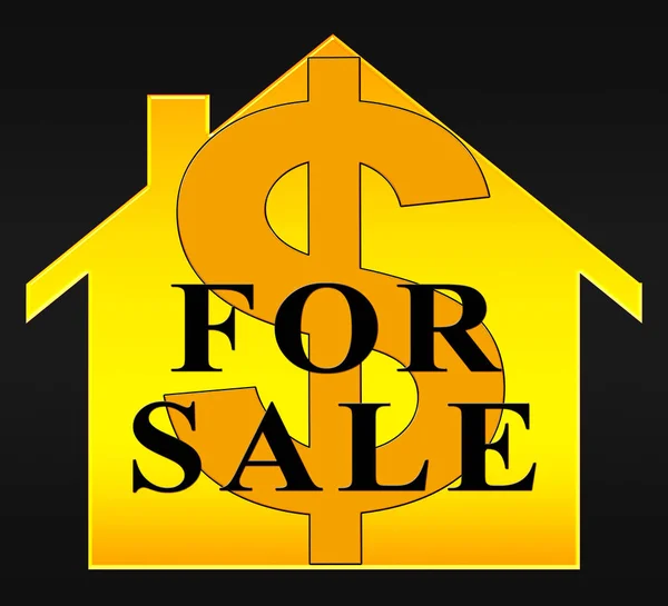 House For Sale Meaning Sell Property 3d Illustration — Stock Photo, Image