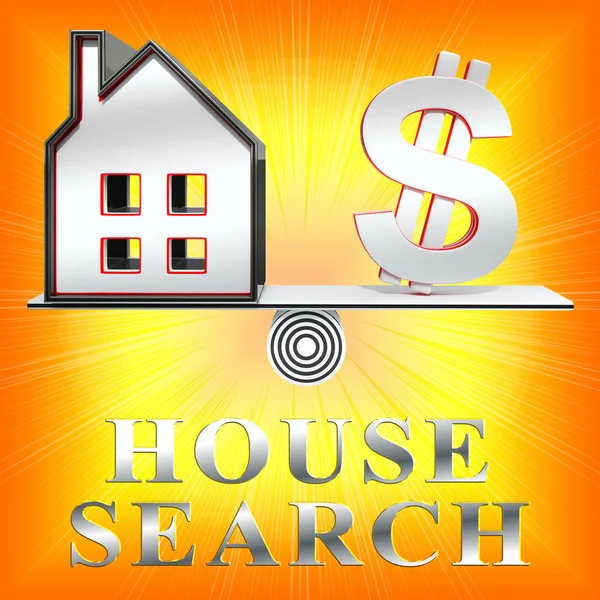 Zoek betekenis huisvesting Finder huis 3D-Rendering — Stockfoto