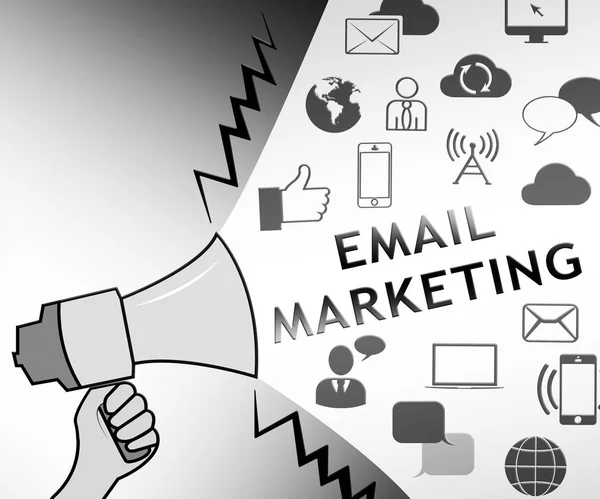 Email Pemasaran Mewakili Emarketing Online 3d Illustration — Stok Foto