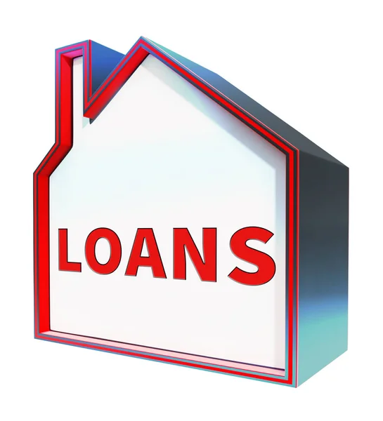 Domu pożyczki pokazuje domu spłaty pożyczki renderowania 3d — Zdjęcie stockowe