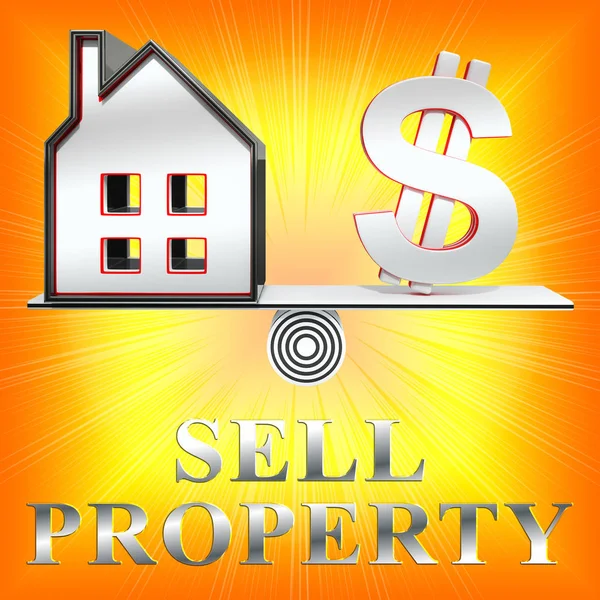 Продажа недвижимости, означающей продажи 3d рендеринг дома — стоковое фото