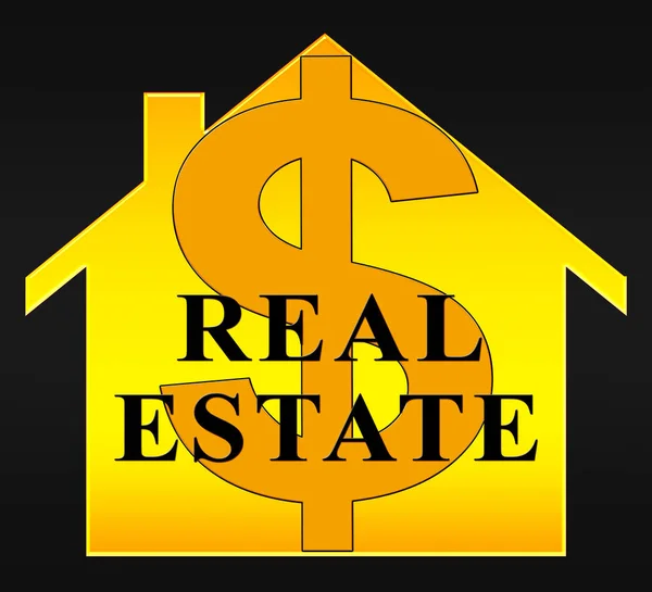 Real Estate Home Indicando Propriedade Ilustração 3d — Fotografia de Stock