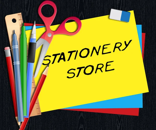 Stationery Store Means Office Supplies Shops 3d Illustration — Stock Photo, Image