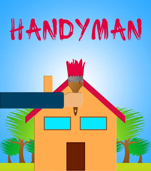 Hus Handyman visar hem reparatör 3d Illustration — Stockfoto