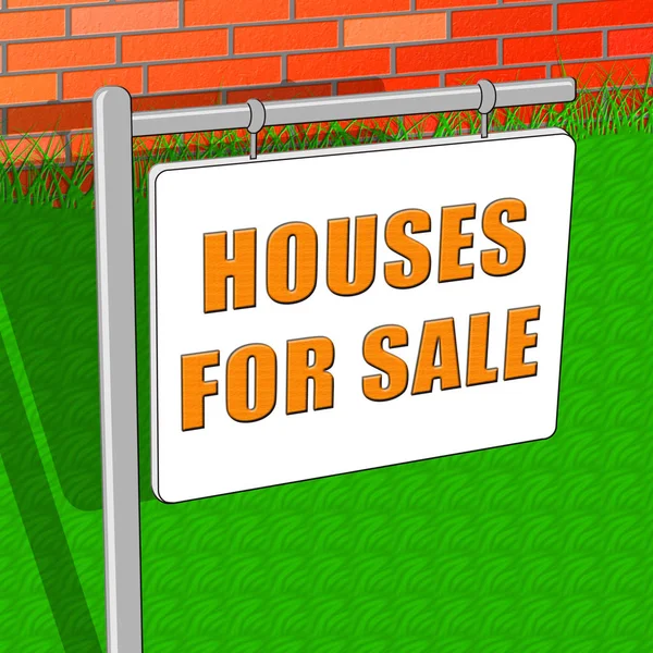 Houses For Sale Means Sell Property 3d Illustration — Stock Photo, Image