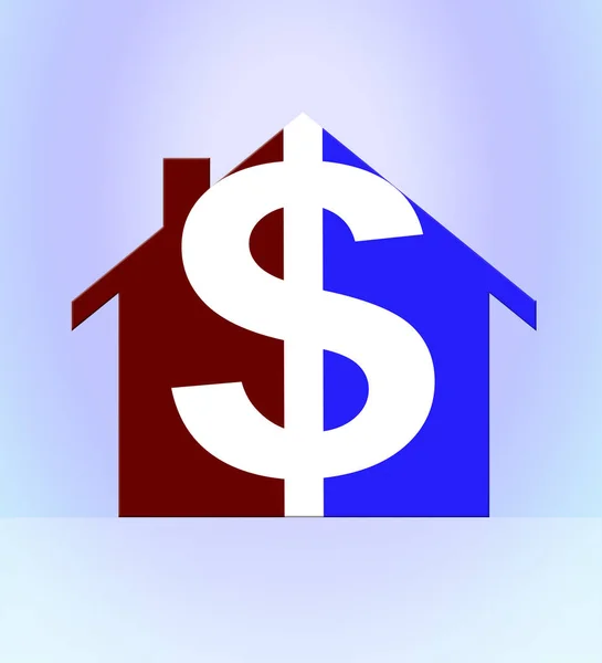 Property Dollar Means Usd House 3d Illustration — Stock Photo, Image