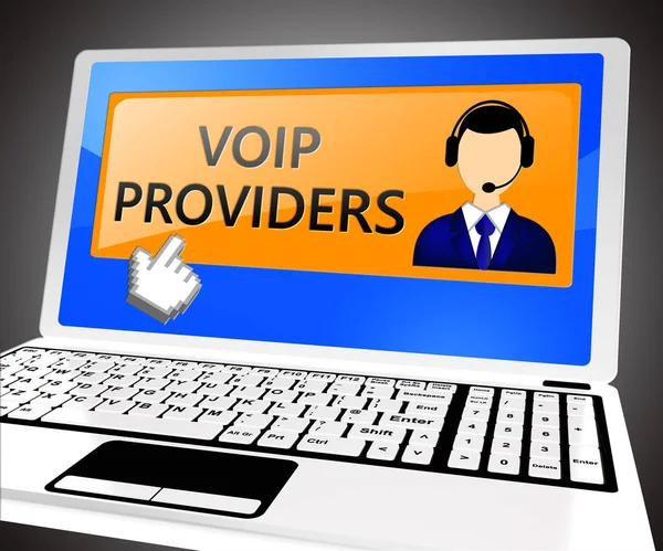 Voip プロバイダー インターネットを示す音声 3 d イラストレーション — ストック写真