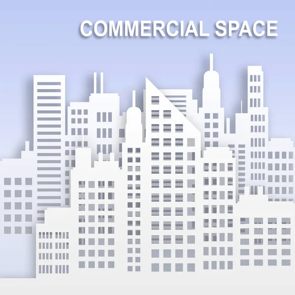 Espaço Comercial Representa Edifícios de Escritório Ilustr 3D — Fotografia de Stock
