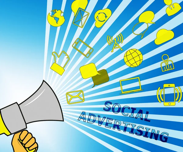 Sociální reklama představuje Online Marketing 3d obrázek — Stock fotografie