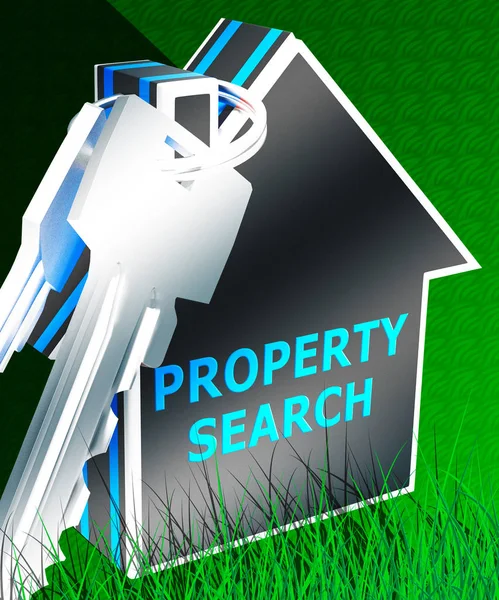 Property Search Shows Find Property 3d Rendering — Stock Photo, Image