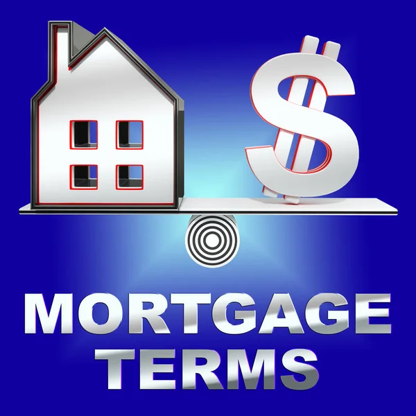 Términos hipotecarios que representan el préstamo de vivienda 3d renderizado —  Fotos de Stock