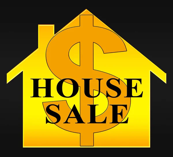 Dom Sprzedaż oznacza Właściwość sprzedają ilustracja 3d — Zdjęcie stockowe