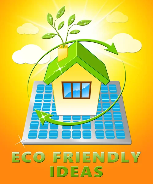 Eco Friendly Ideas muestra conceptos verdes Ilustración 3d — Foto de Stock