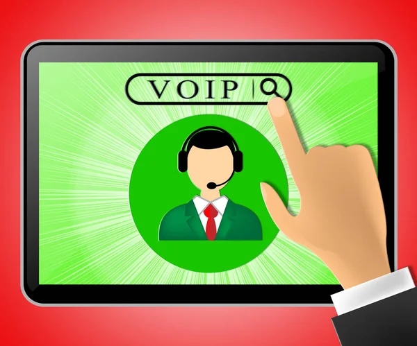 Voip Tablet Representa Internet Voice 3D Ilustração — Fotografia de Stock