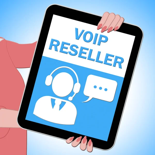 VoIP Reseller tabletta találat Internet hang 3D-s illusztráció — Stock Fotó