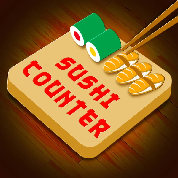 Sushi Counter Showing Japan Cuisine 3d Illustration — Stock Photo, Image