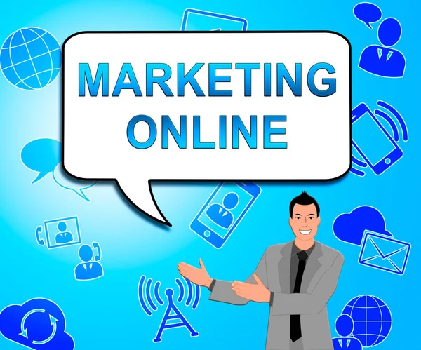 Marketing Online Significa Promociones de Mercado Ilustración 3d — Foto de Stock