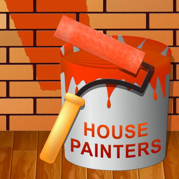 Pintores da casa mostra a ilustração 3d da pintura home — Fotografia de Stock