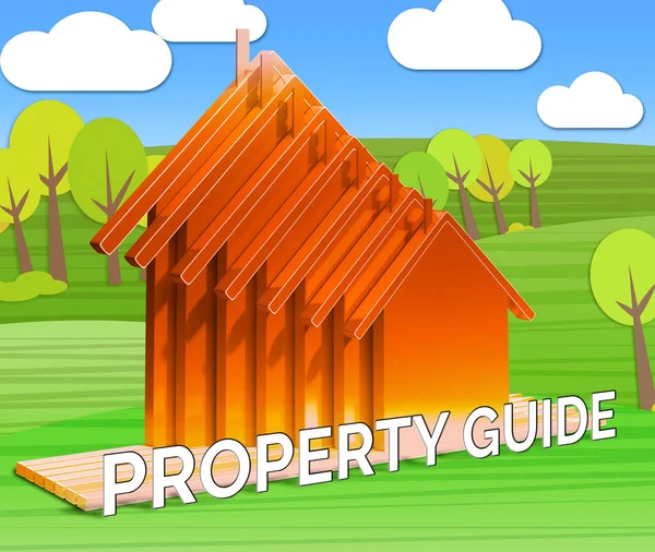 Property Guide означает недвижимость 3d — стоковое фото